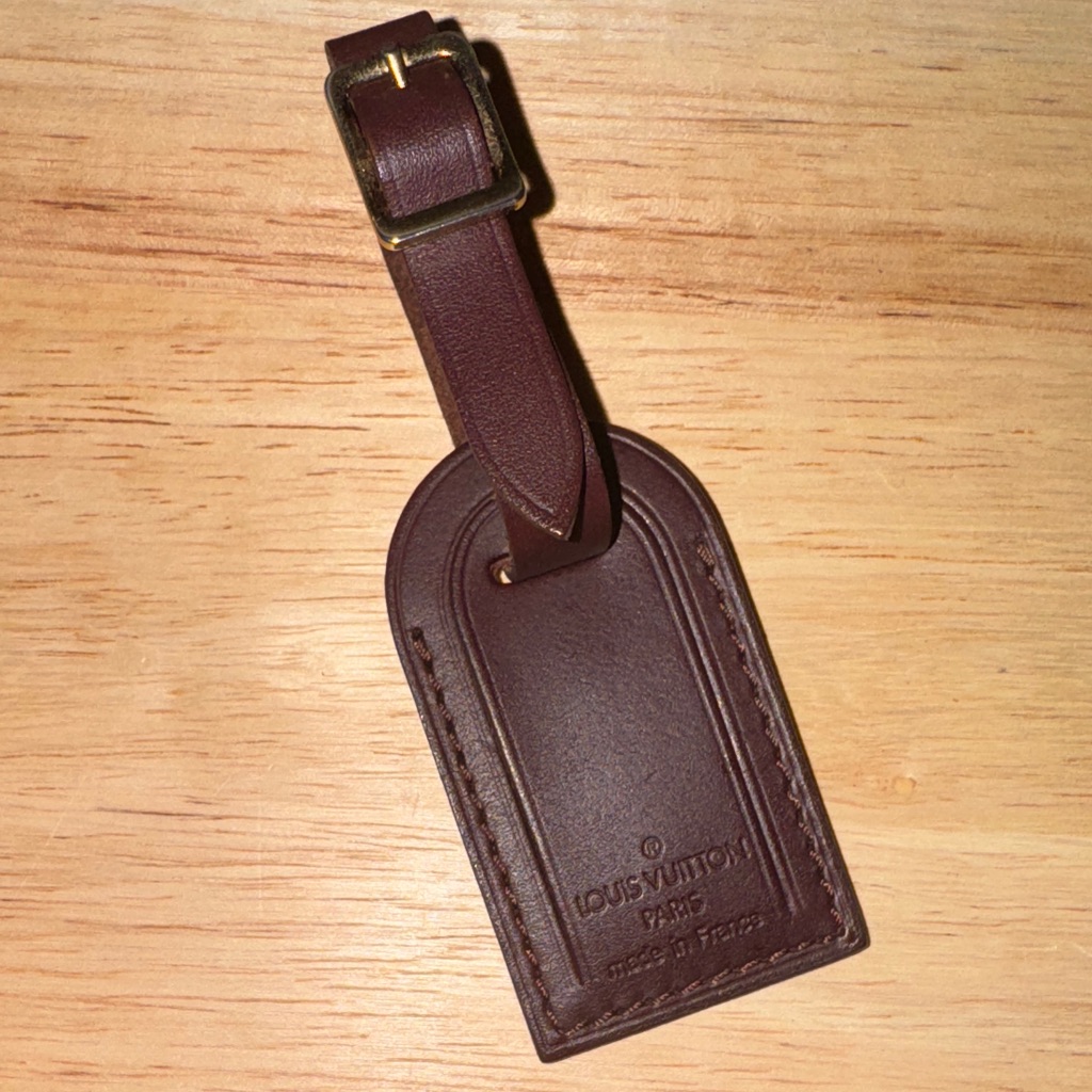 Louis Vuitton Dark Brown Leather Luggage Tag Purse Charm